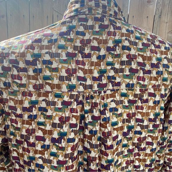 Vintage horse print 100% button down shirt size EU 36 size 6 US - Picture 2 of 11